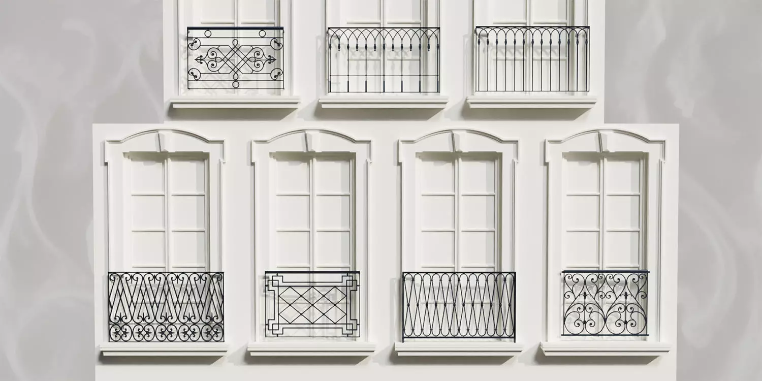 110 Neoclassical Colonial Architectural building elements  Low-poly 3D model_12