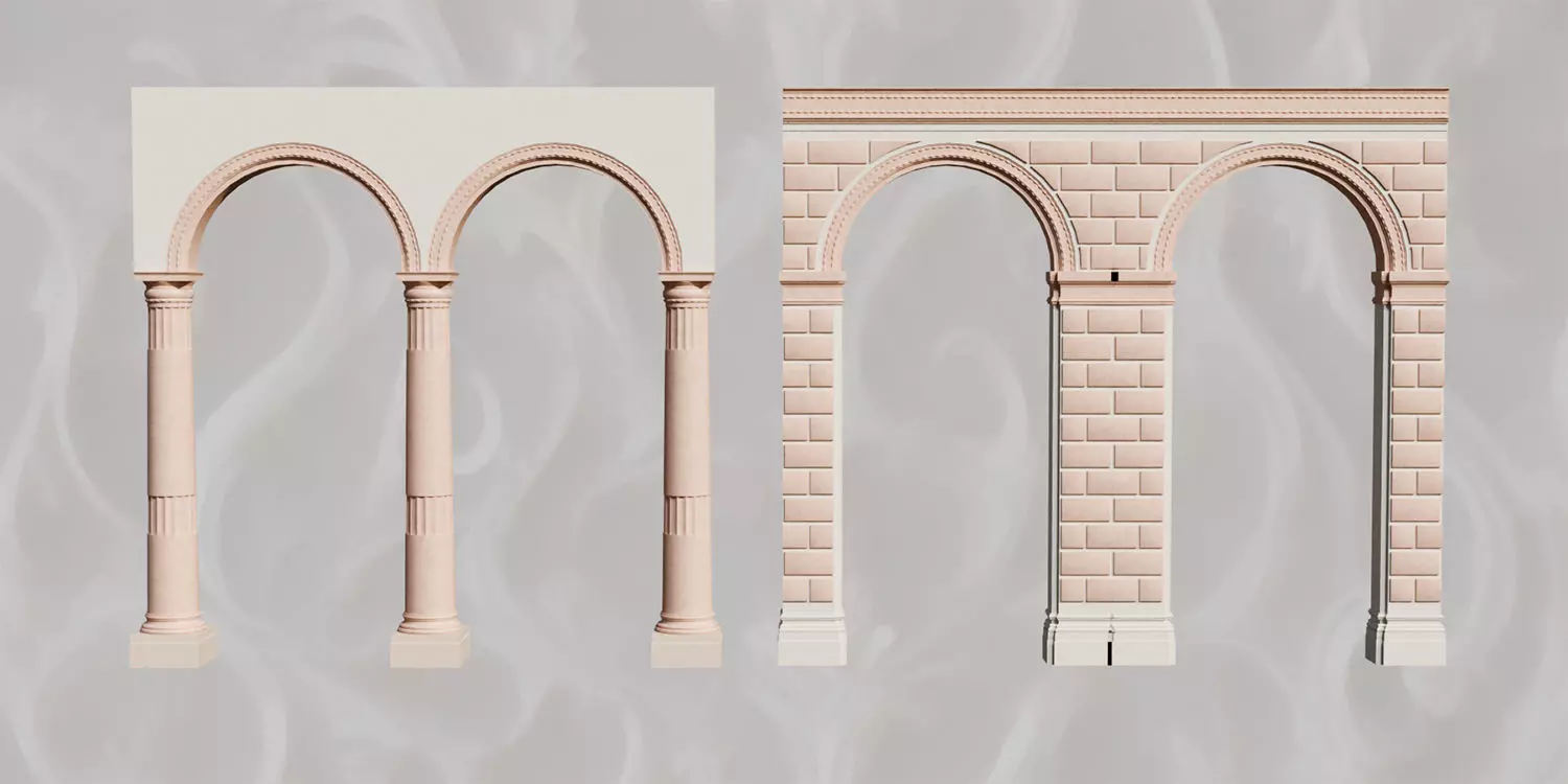 110 Neoclassical Colonial Architectural building elements  Low-poly 3D model_6