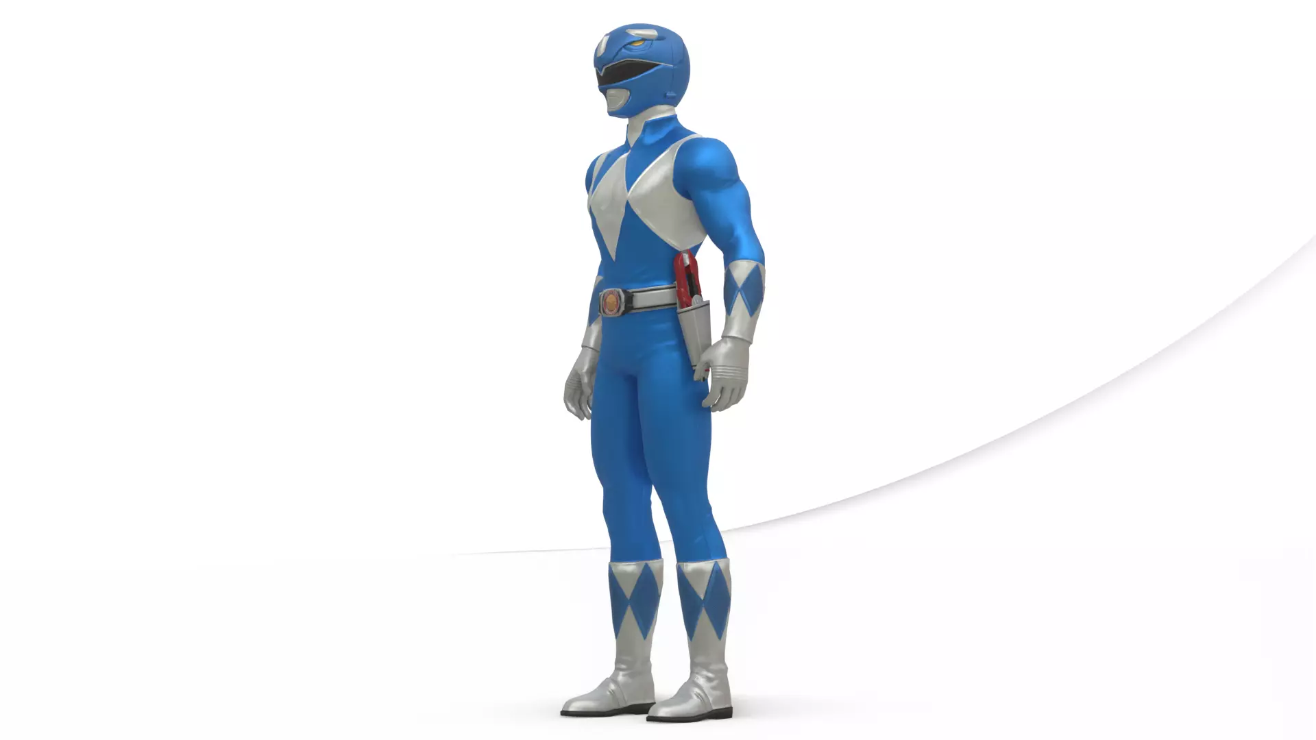 Blue Ranger 3D ModelPower Rangers Rigged Animated Low-poly 3D model_6