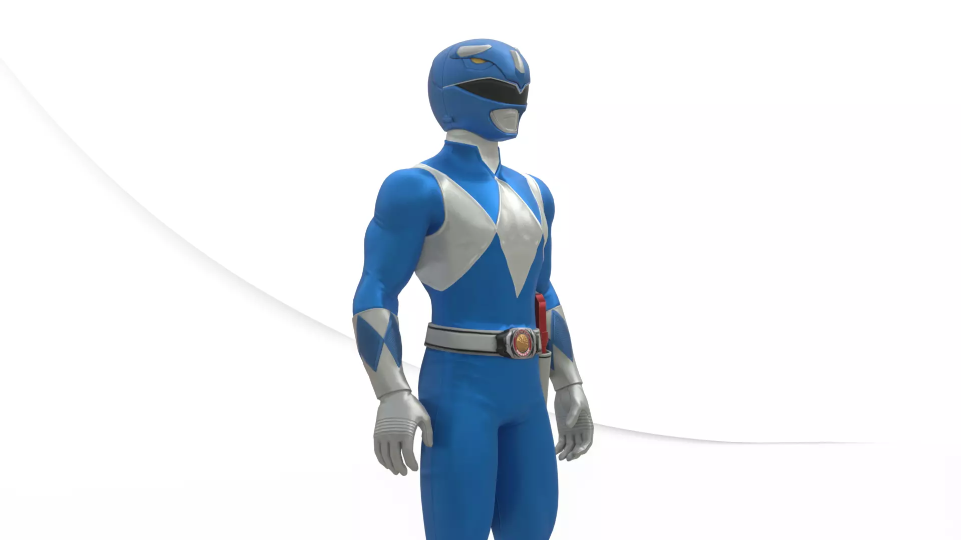 Blue Ranger 3D ModelPower Rangers Rigged Animated Low-poly 3D model_1