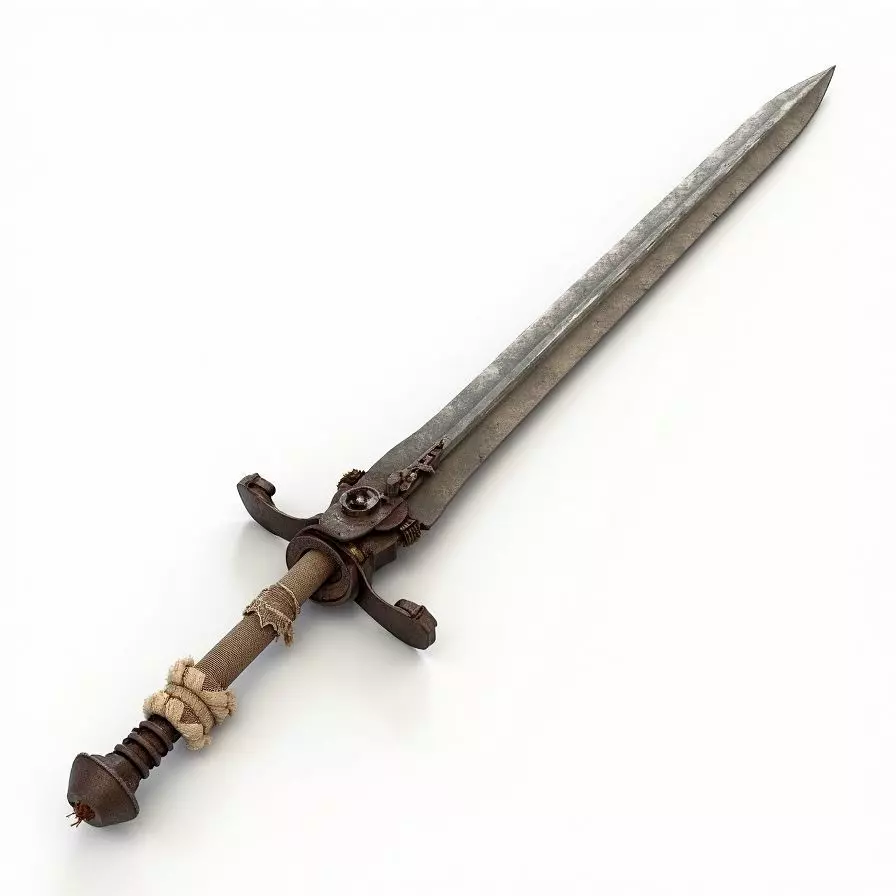 Handmade Scrap Sword 3D Model Post Apocalyptic Weapon Low-poly 3D model_0