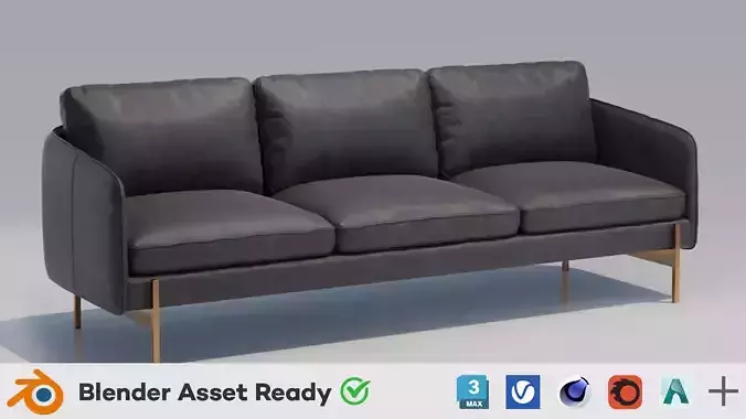 Hoxton Black Leather Sofa CB2