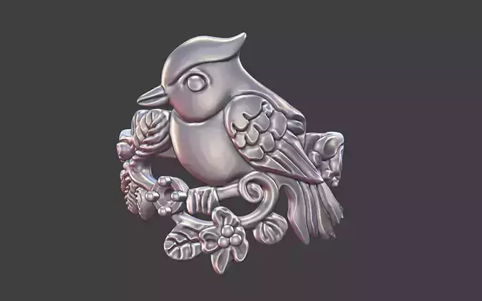 floral bird ring nature inspired ring