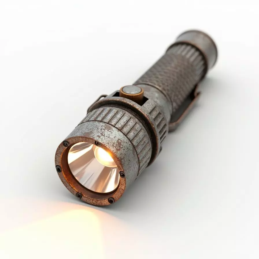 Rusted Tactical Flashlight 3D Model Survival Prop Low-poly 3D model_0