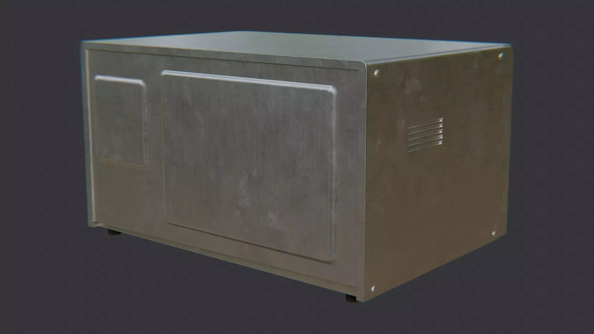 Metal Microwave Oven Low-poly 3D model_2