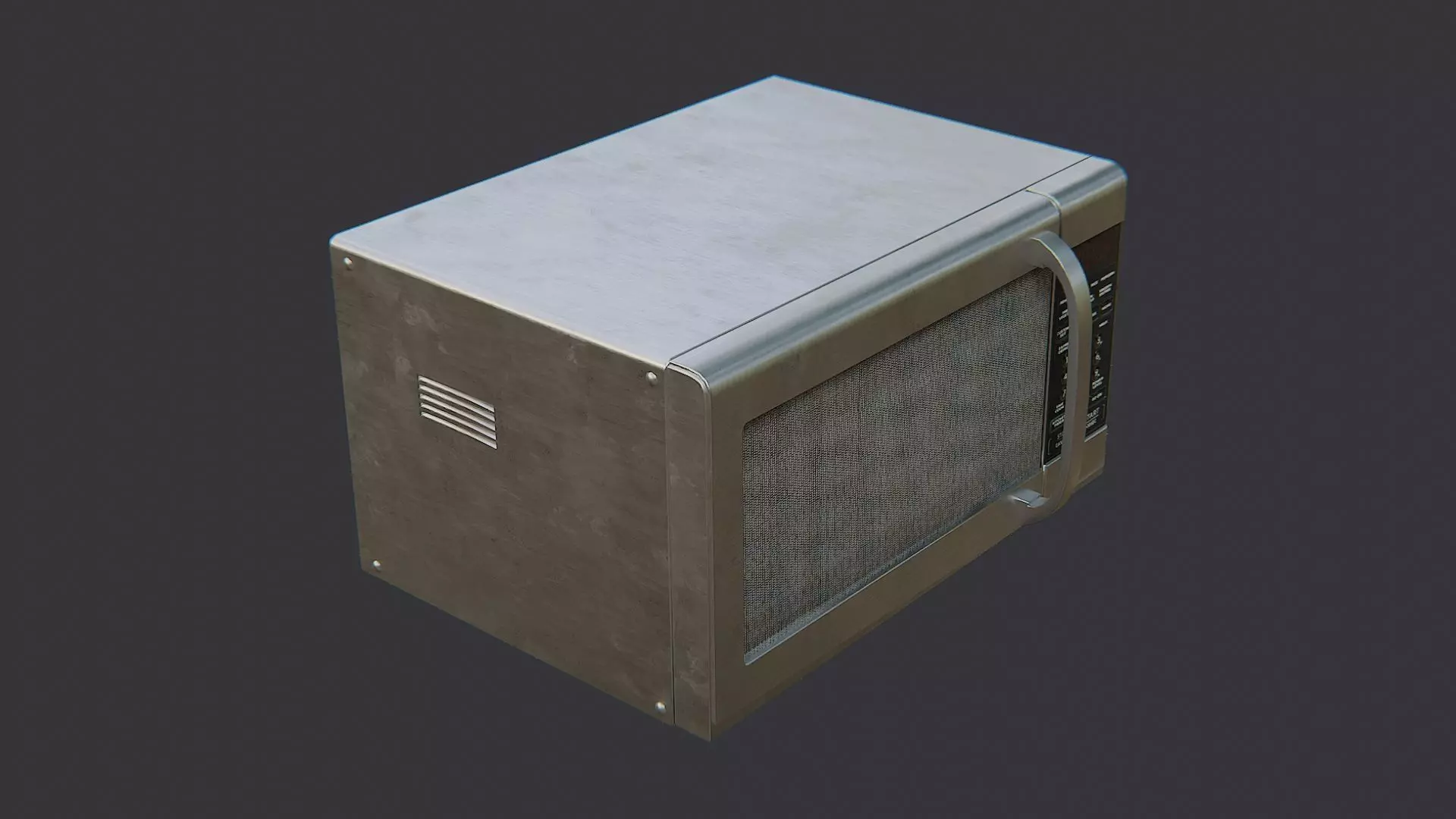Metal Microwave Oven Low-poly 3D model_3