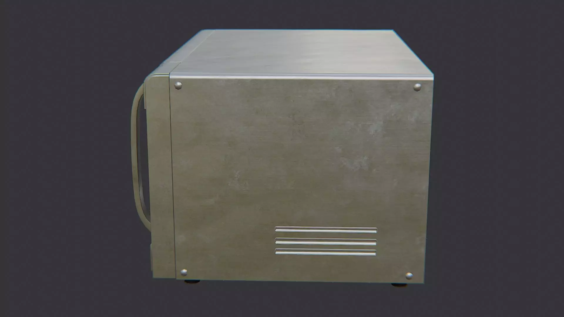 Metal Microwave Oven Low-poly 3D model_1
