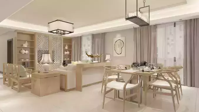 Living Room in Traditional Asian Style