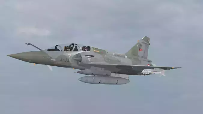 F16 Fighter Jet Mirage 2000D PBR Low Poly Game Asset