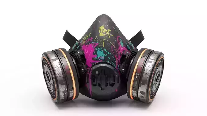 Graffiti Respirator Mask 3D Model Urban Cyberpunk Prop