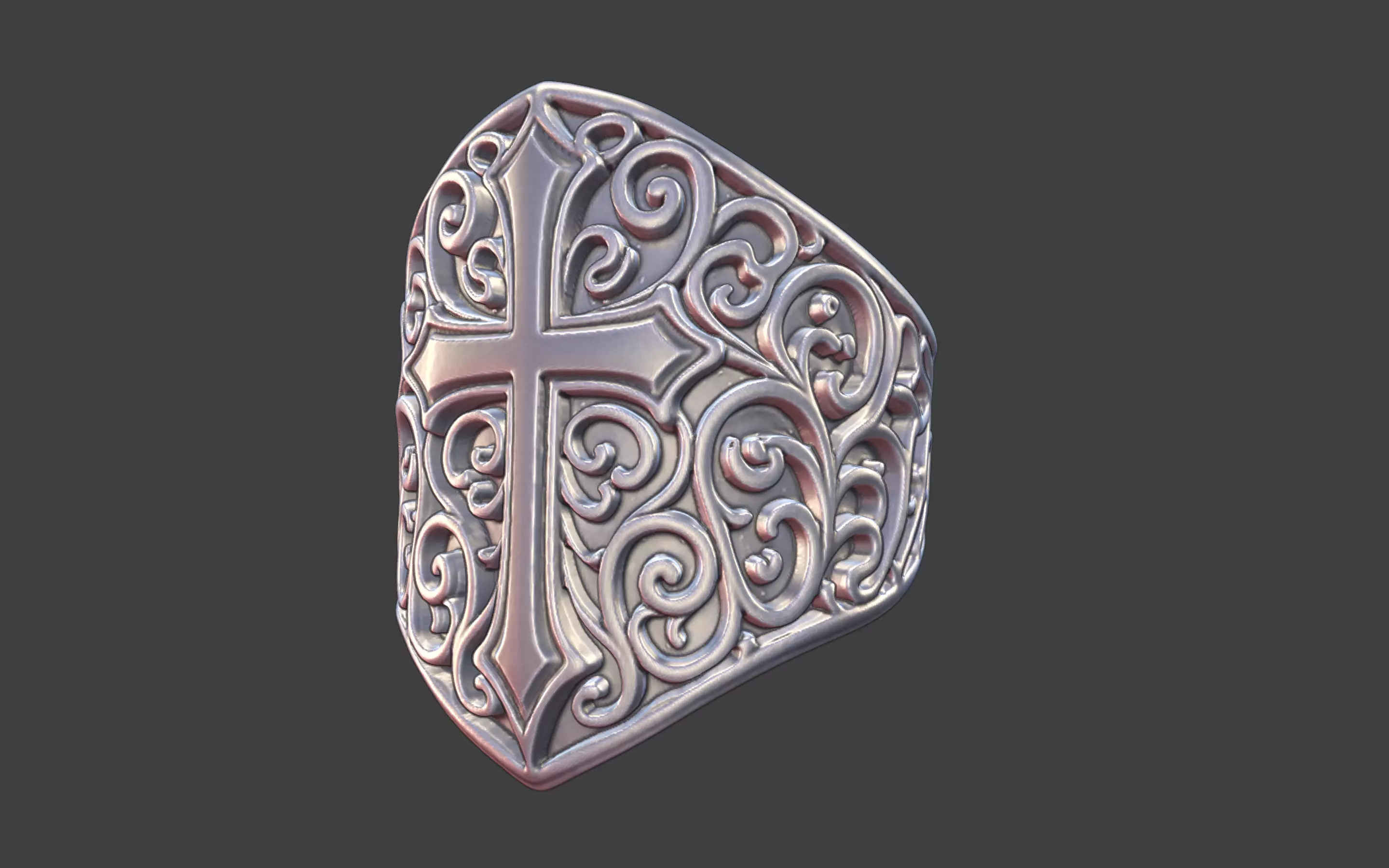 vintage ornate cross scrollwork ring 3D print model