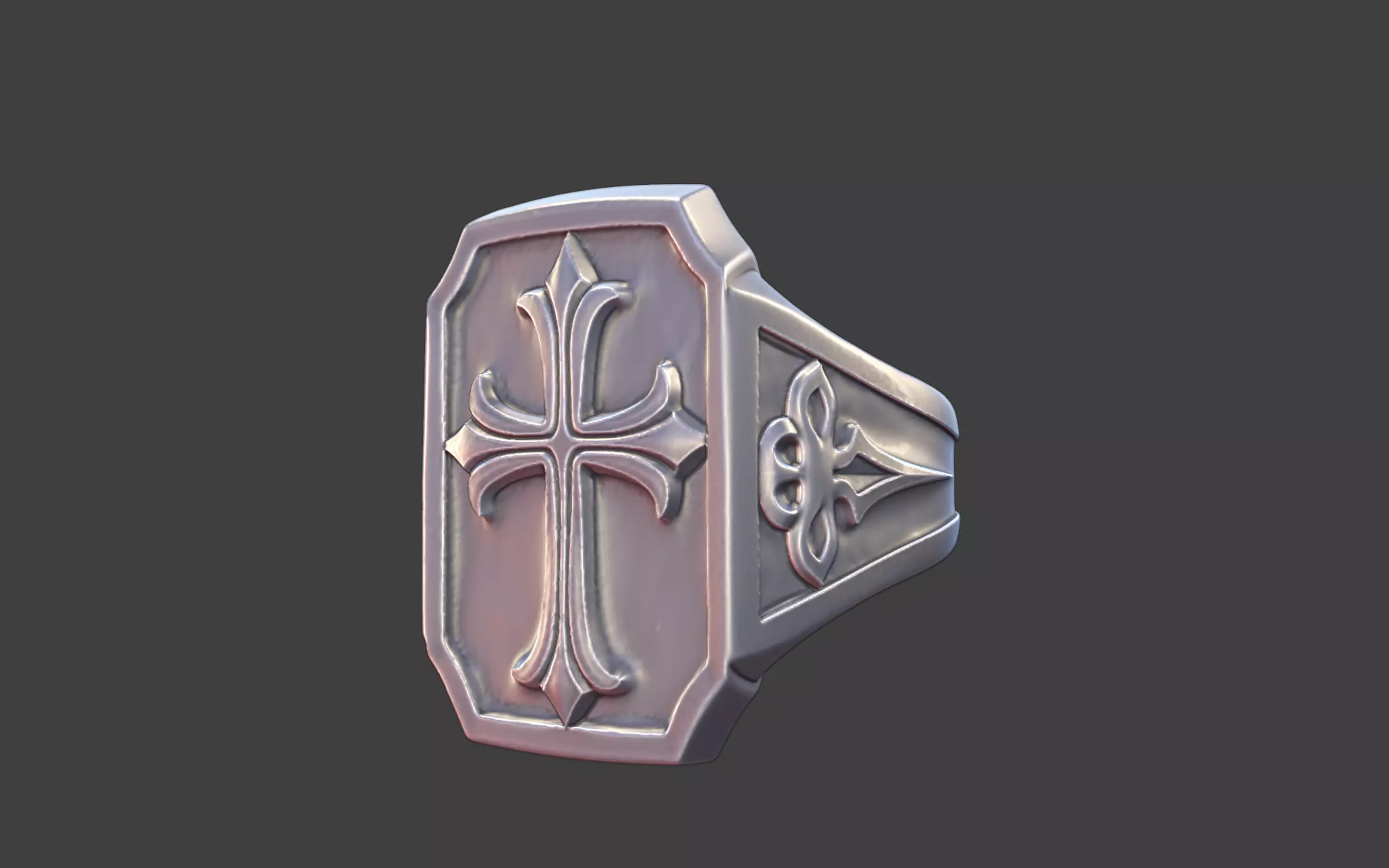 gothic cross ring modern cross ring 3D print model_0