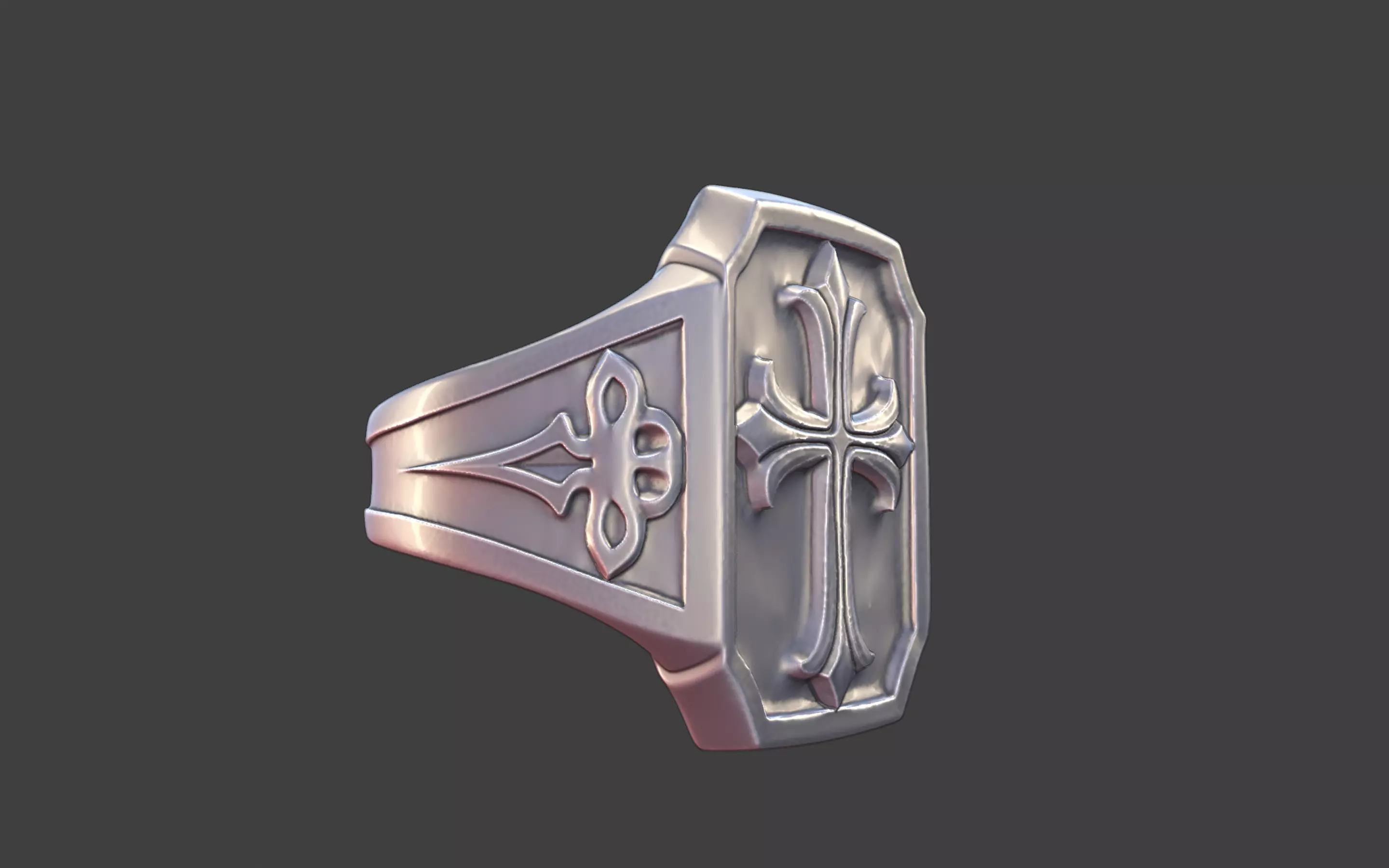 gothic cross ring modern cross ring 3D print model_8