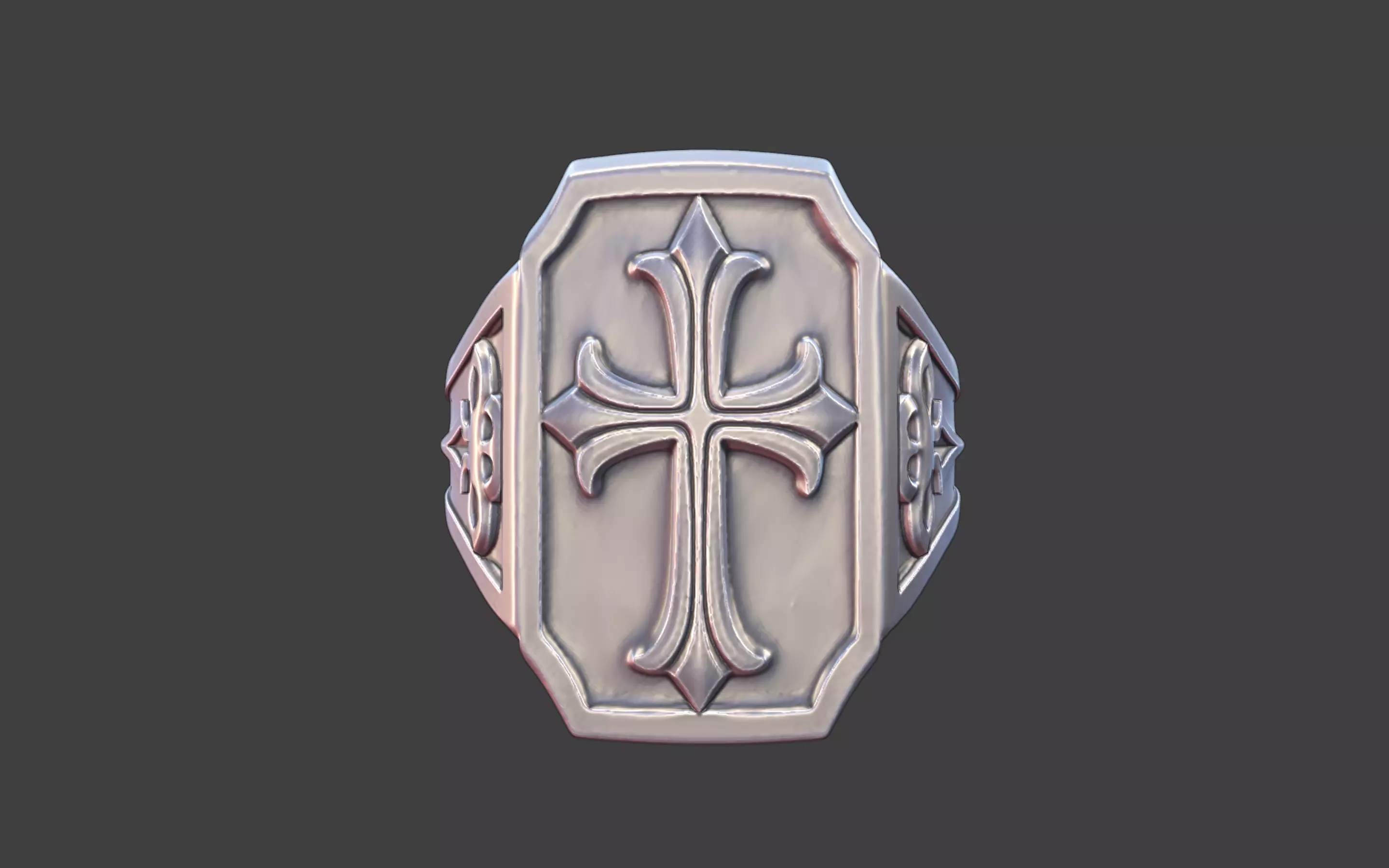 gothic cross ring modern cross ring 3D print model_11