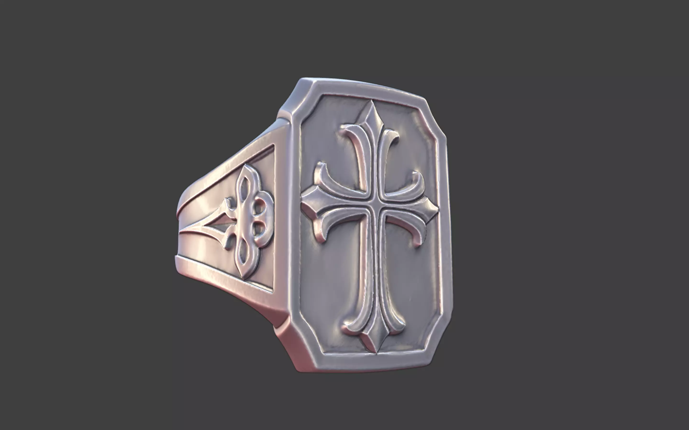 gothic cross ring modern cross ring 3D print model_9