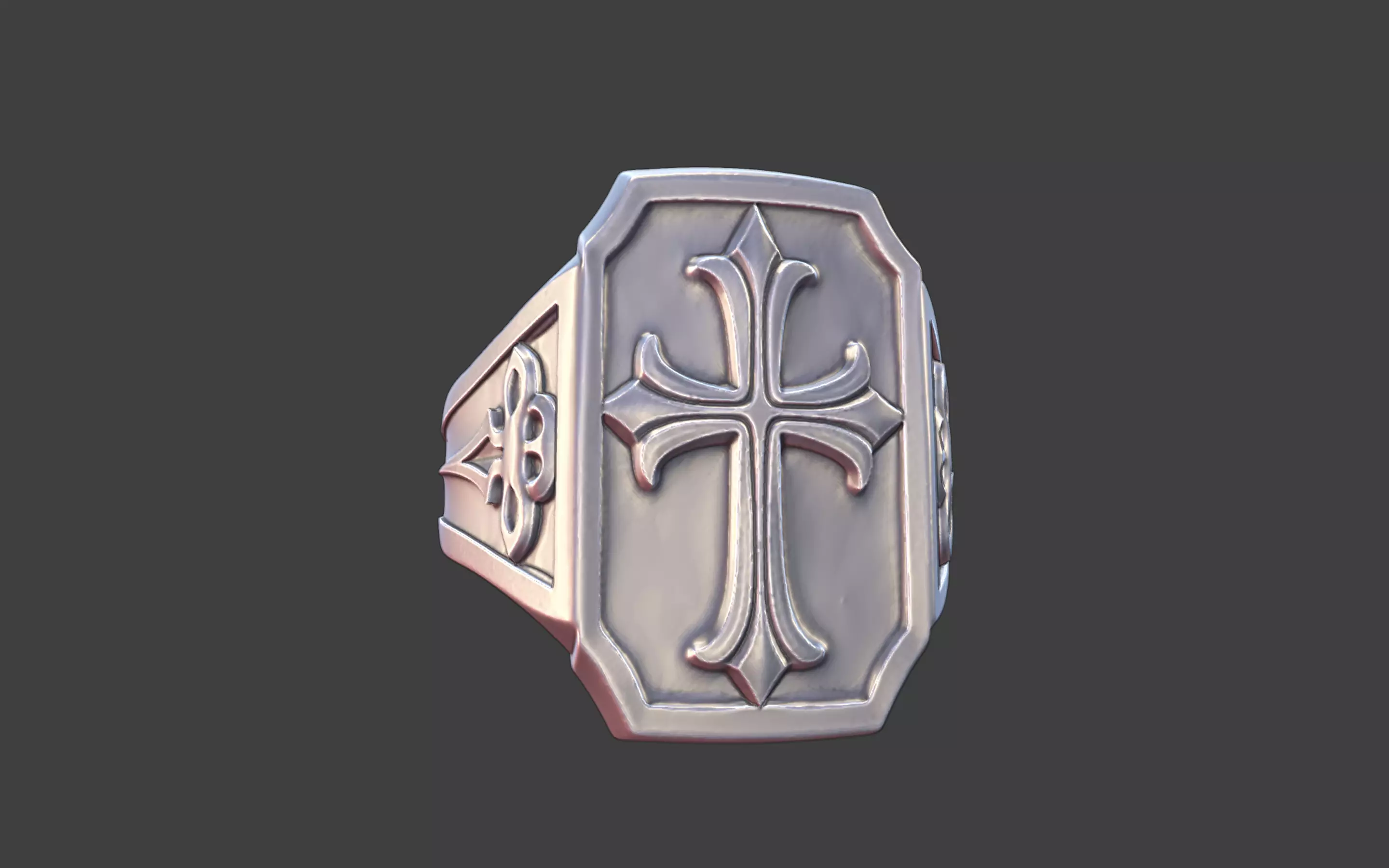gothic cross ring modern cross ring 3D print model_10