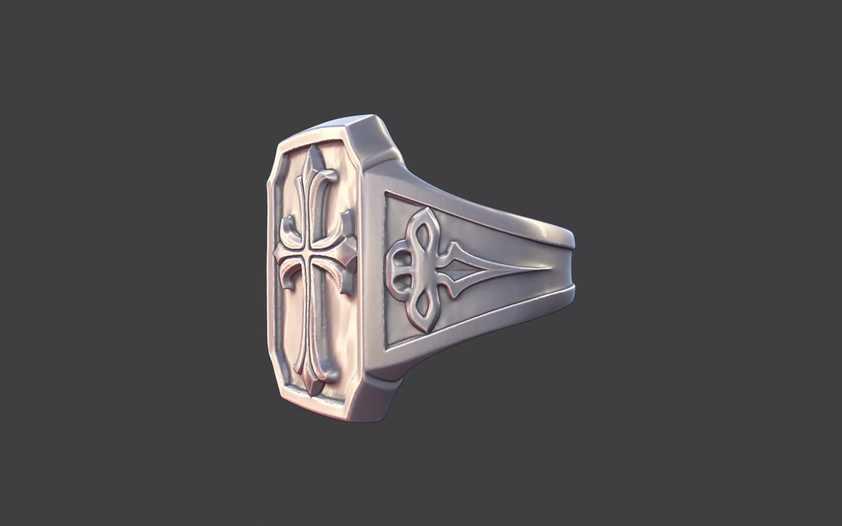 gothic cross ring modern cross ring 3D print model_2