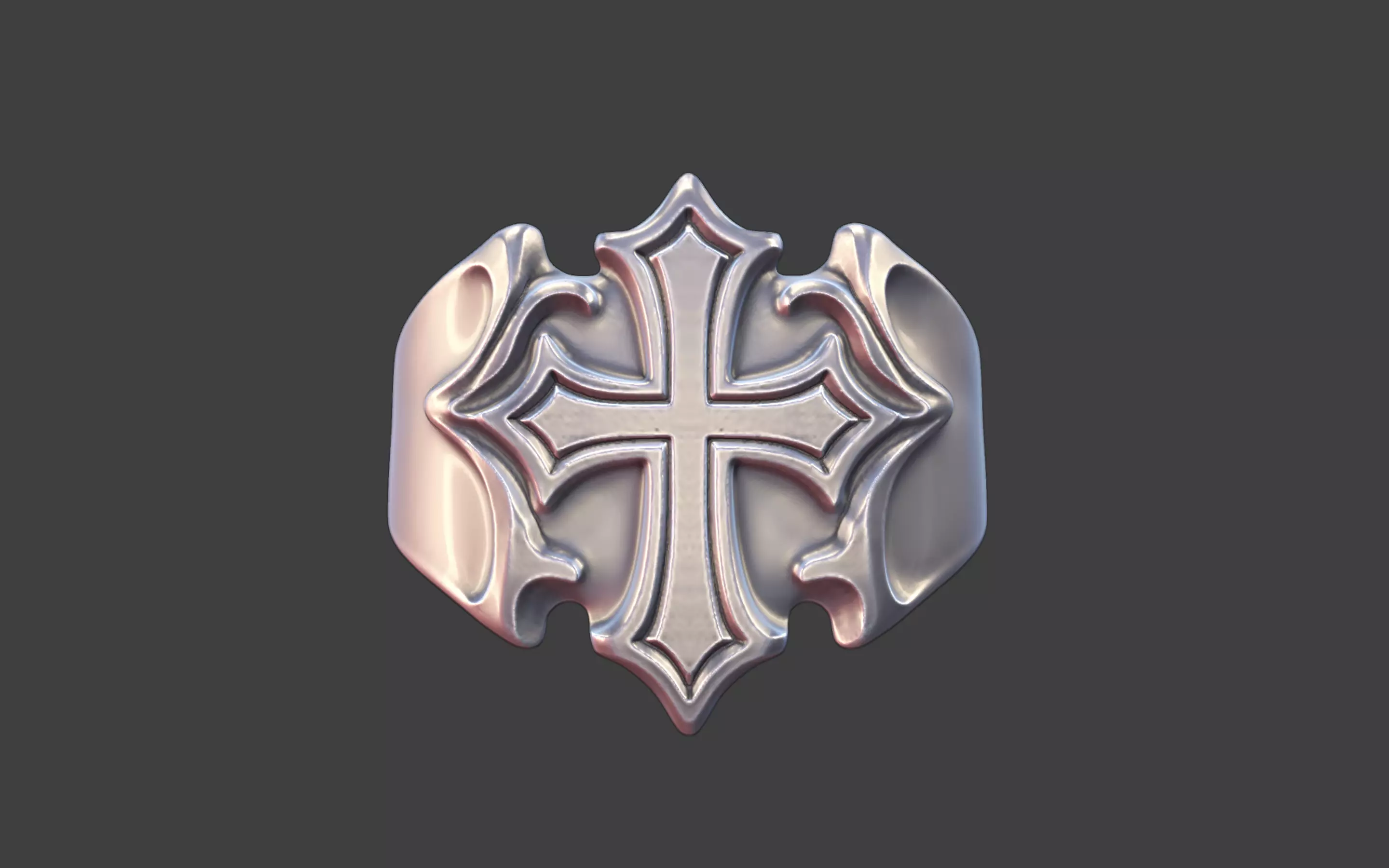 mooth Compact Modern Christian Cross Ring 3D print model_12