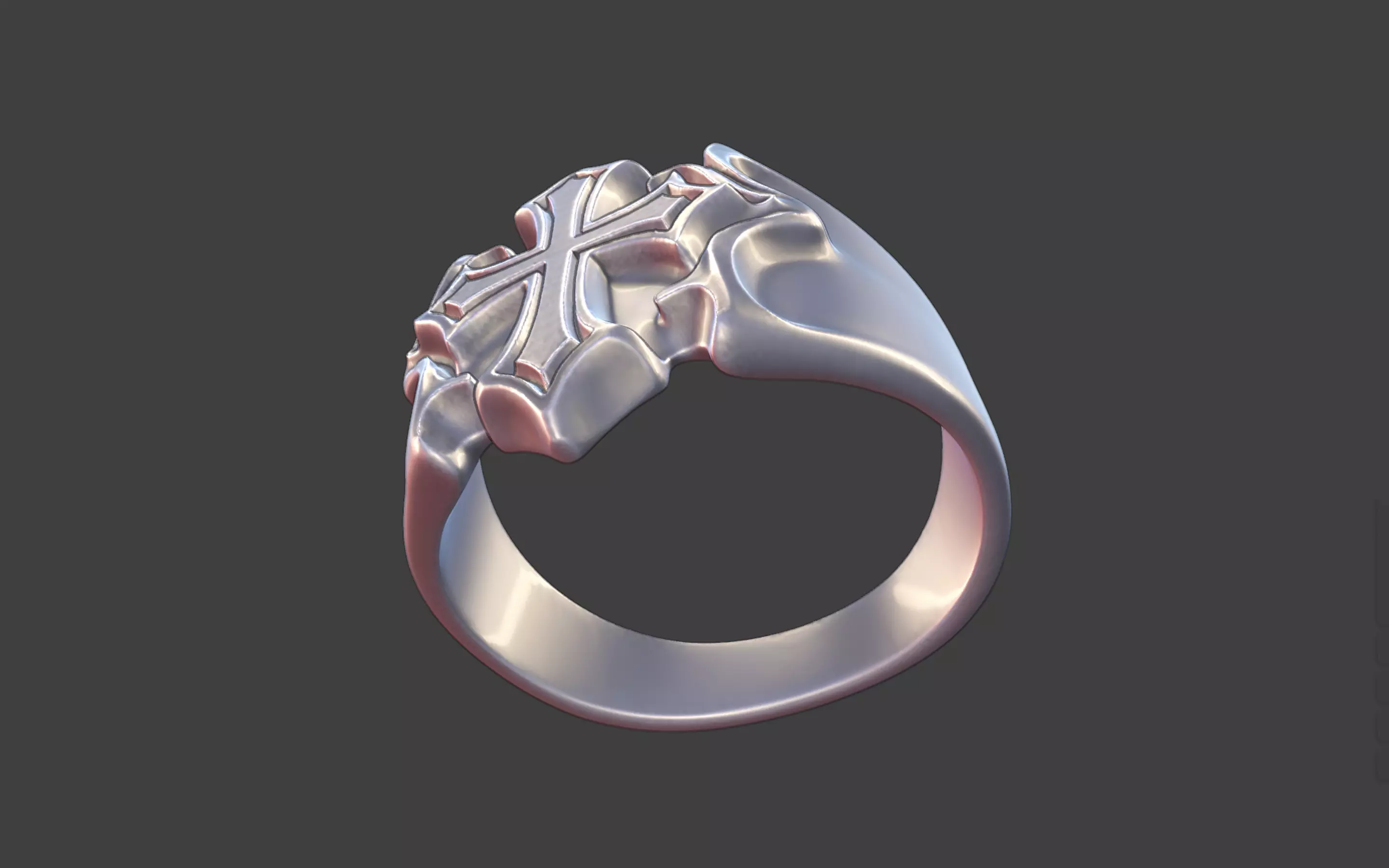 mooth Compact Modern Christian Cross Ring 3D print model_11