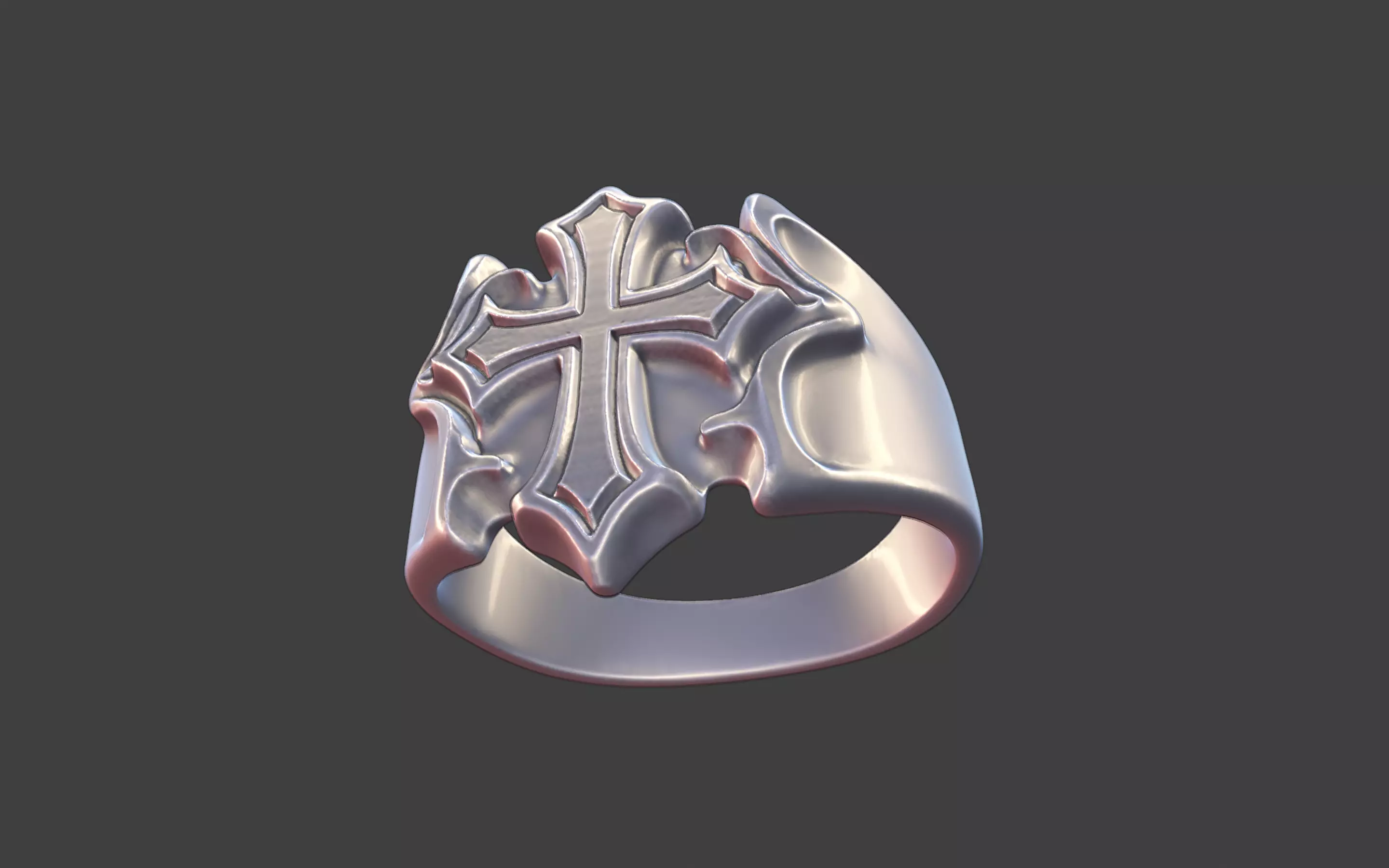mooth Compact Modern Christian Cross Ring 3D print model_10