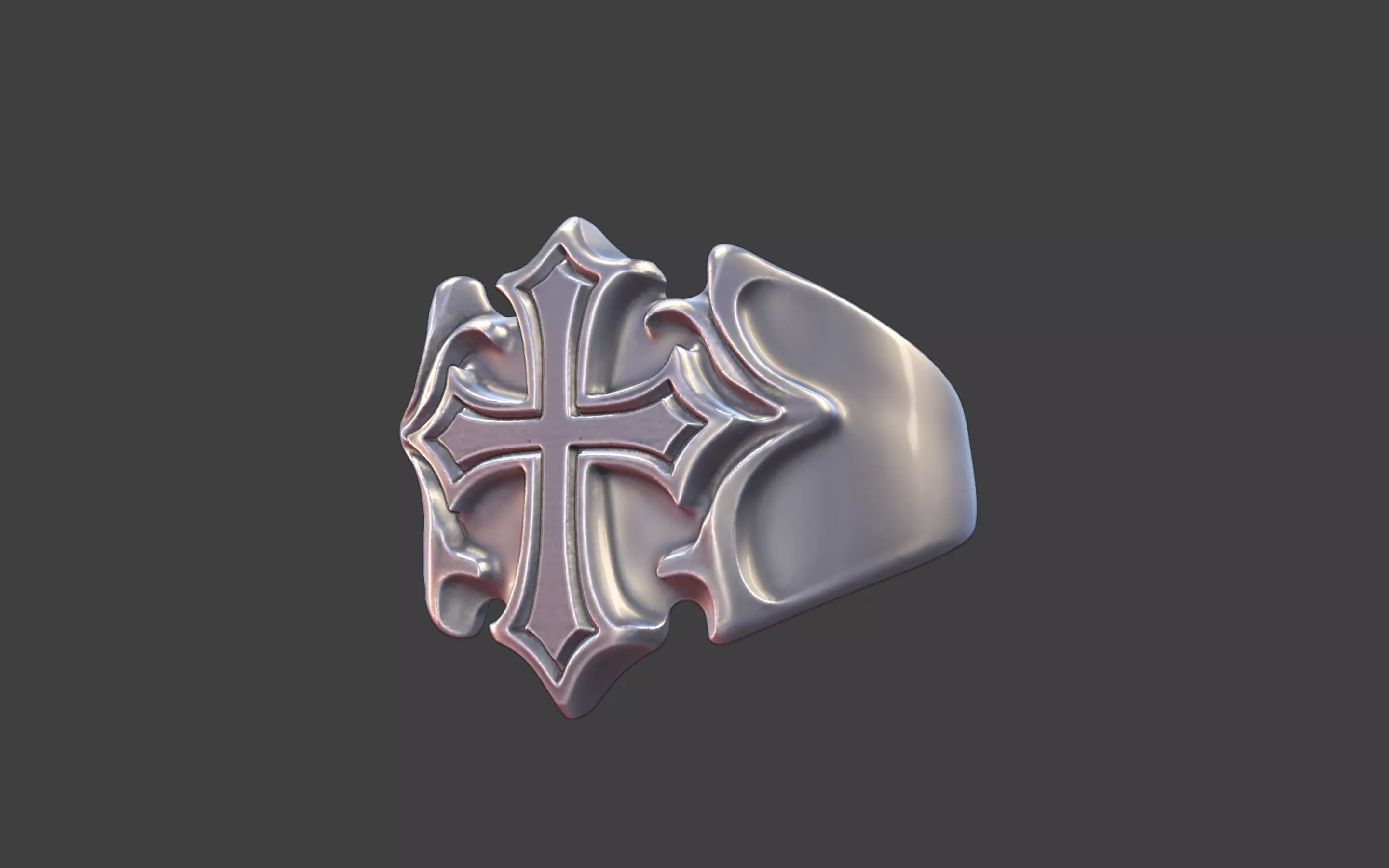 mooth Compact Modern Christian Cross Ring 3D print model_2