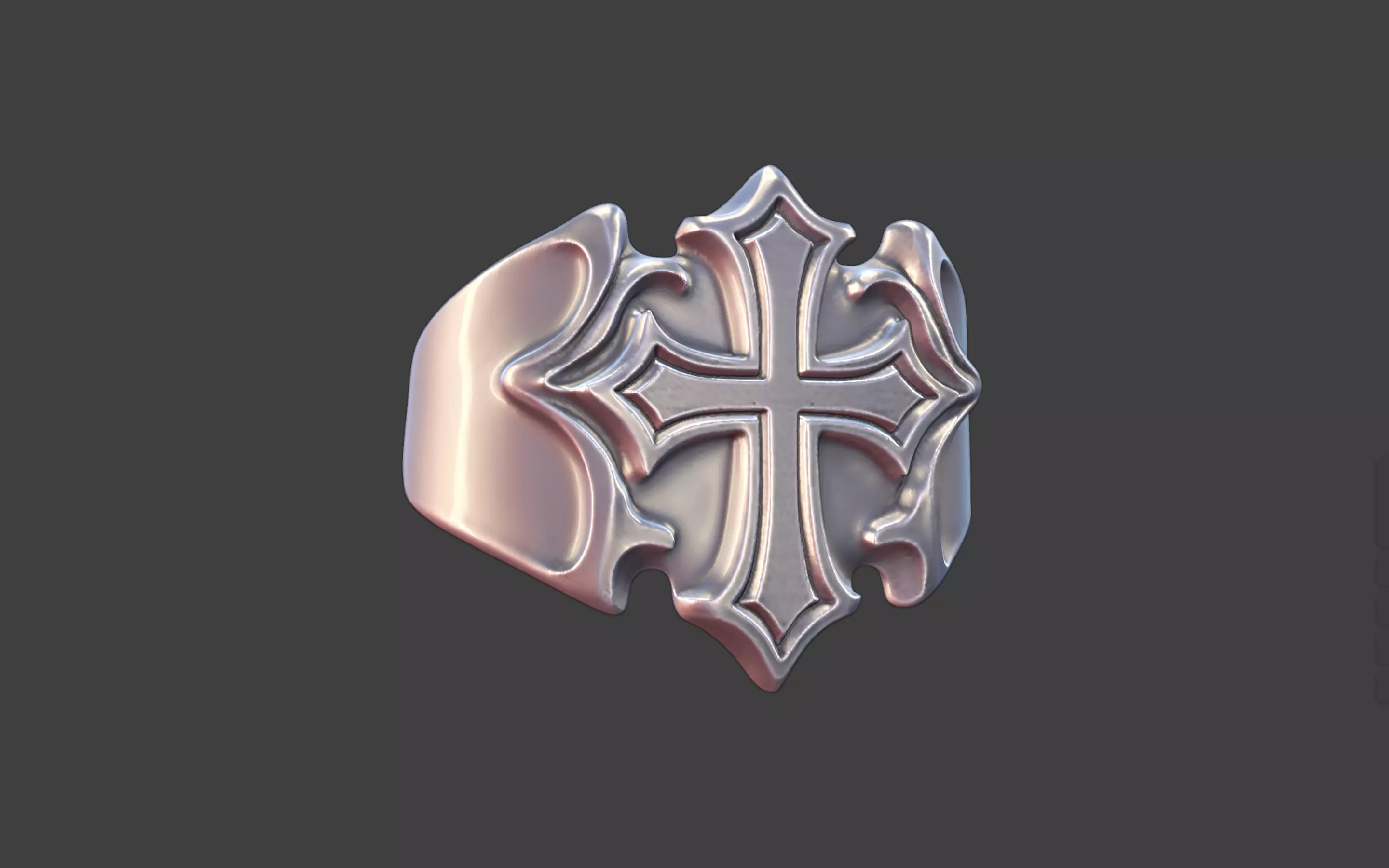 mooth Compact Modern Christian Cross Ring 3D print model_9