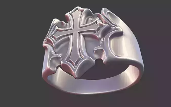 mooth Compact Modern Christian Cross Ring
