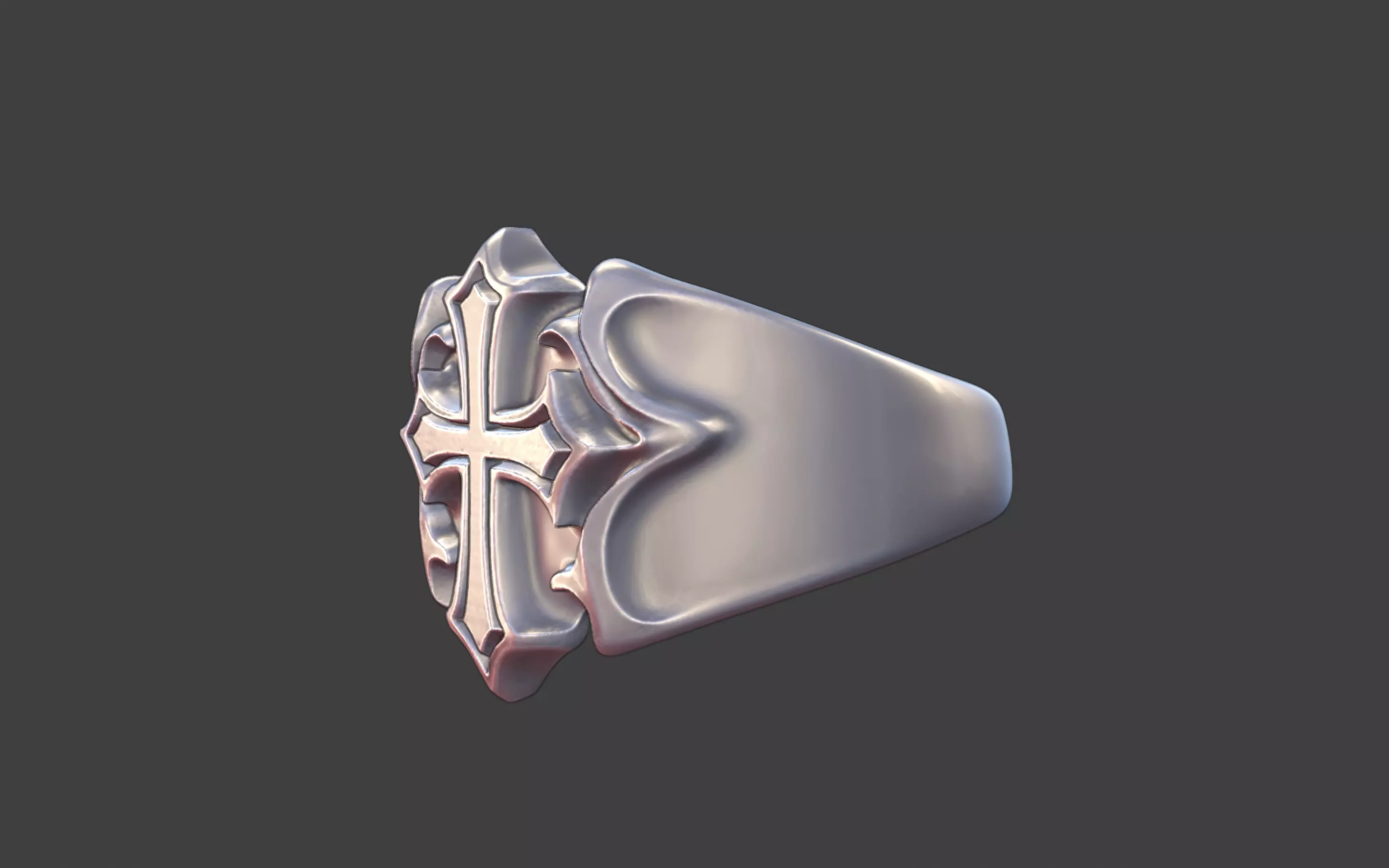 mooth Compact Modern Christian Cross Ring 3D print model_14