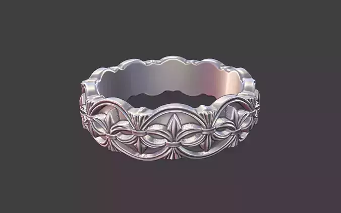 fleur de lis ring silver vintage band ring