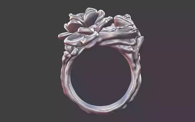 silver flower frog ring sterling silver