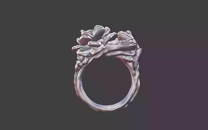 silver flower frog ring sterling silver