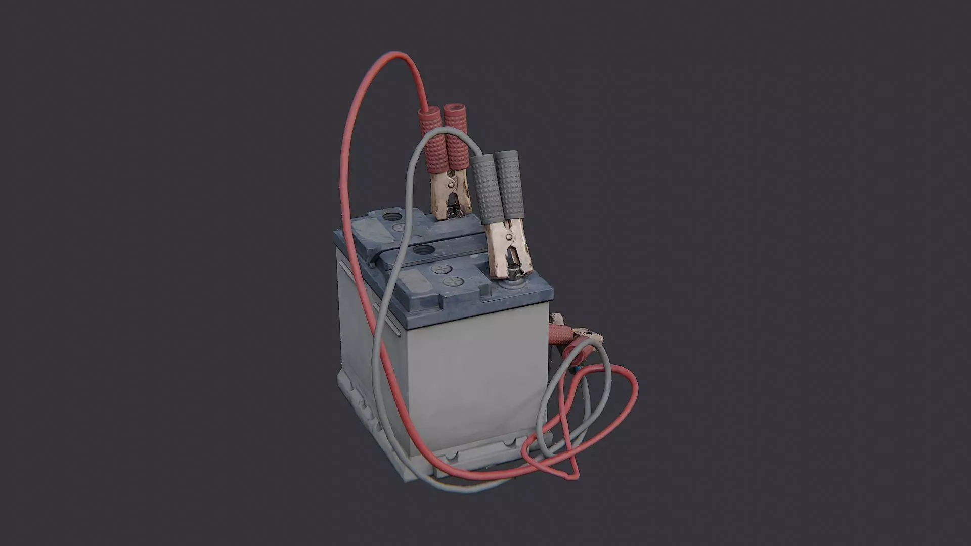 Car Battery with Jumpers and Cables Low-poly 3D model_0