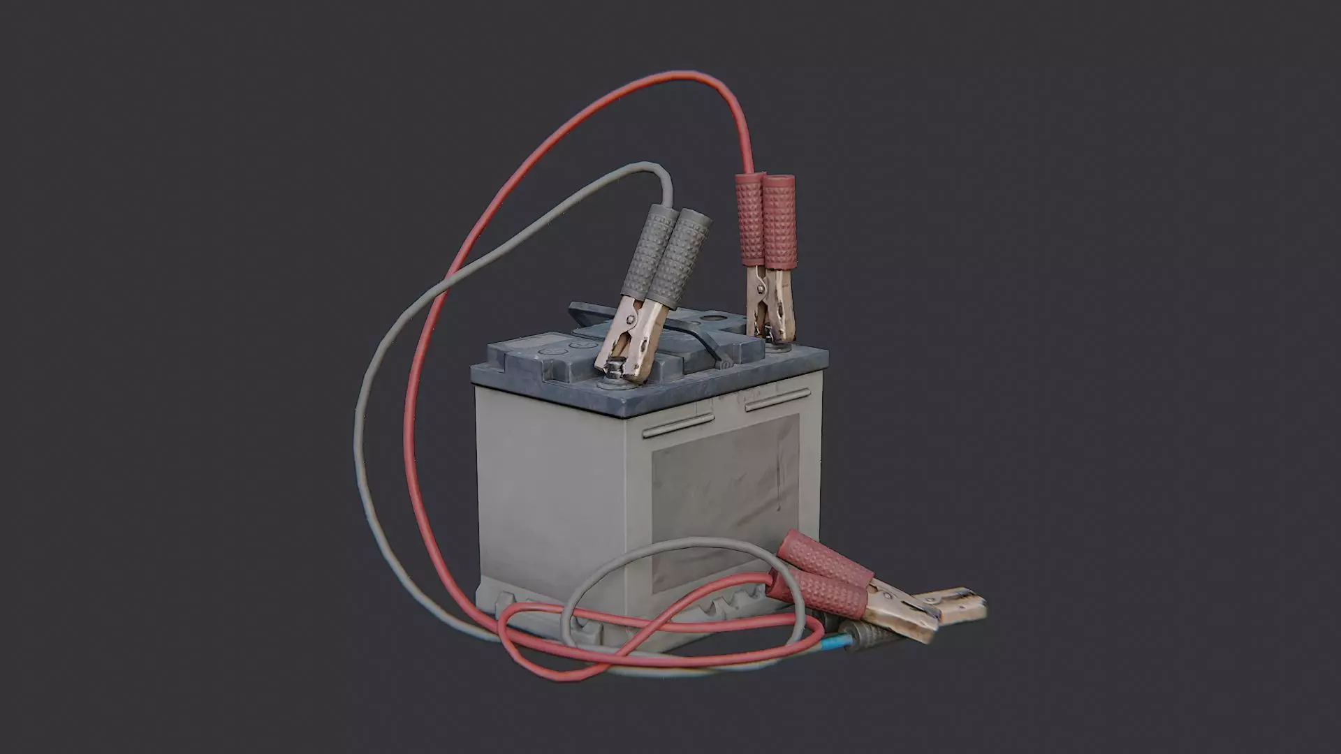 Car Battery with Jumpers and Cables Low-poly 3D model_2