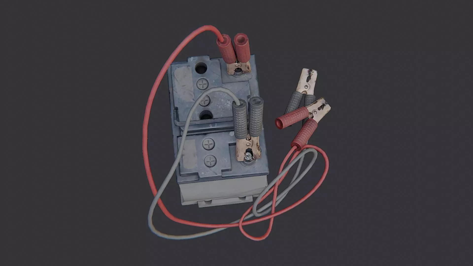 Car Battery with Jumpers and Cables Low-poly 3D model_4