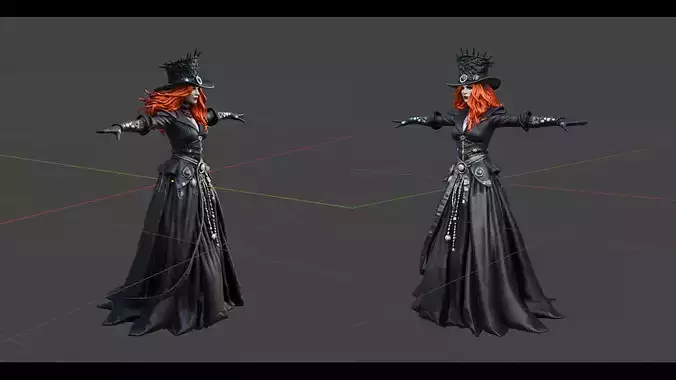 Gothic Halloween Woman  Character 3D