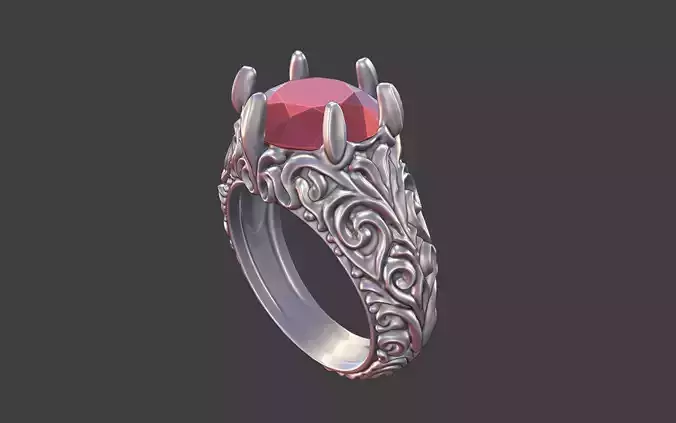 antique style scrollwork ring gemstones