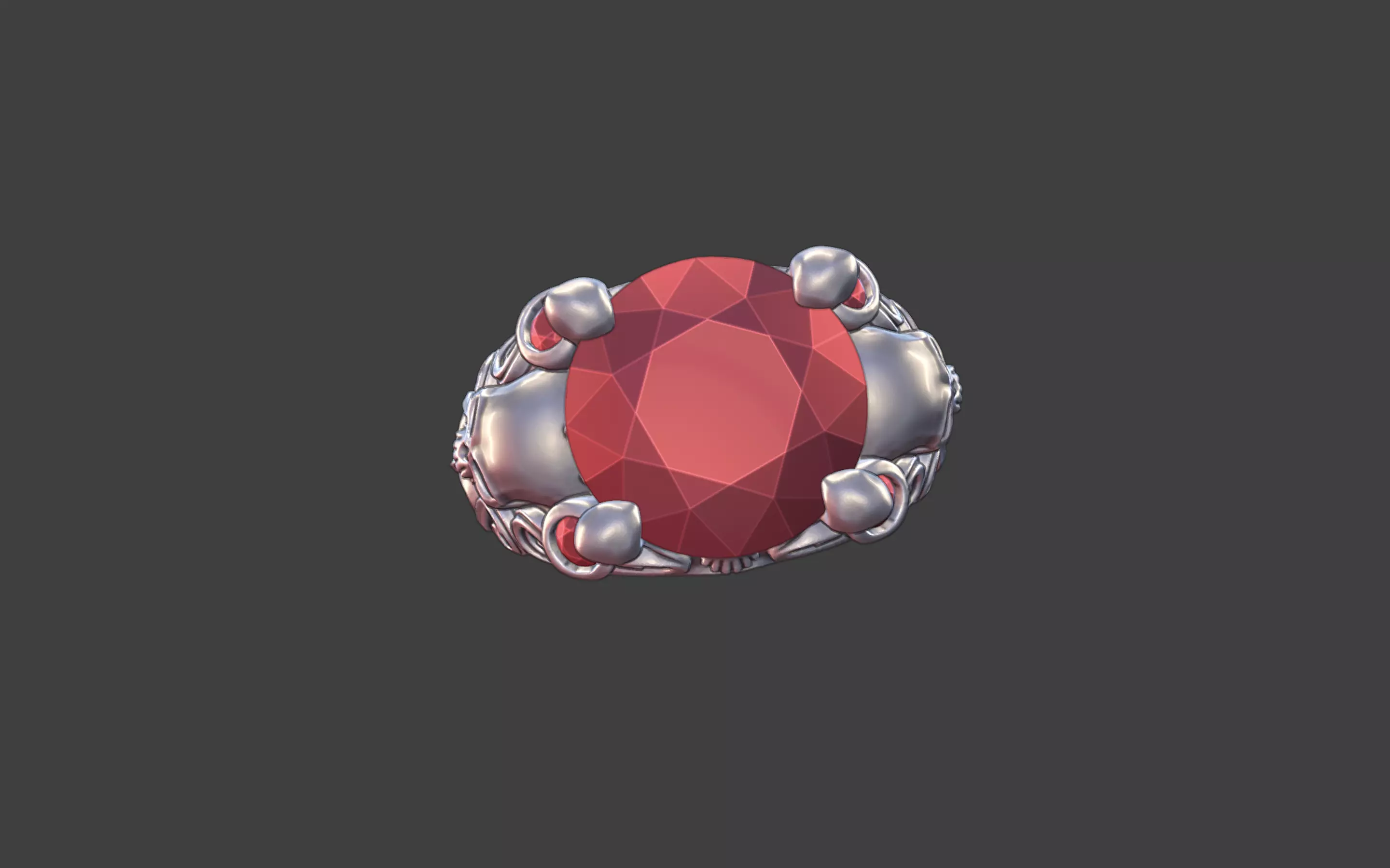 vintage gothic scrollwork skull ring 3D print model_1