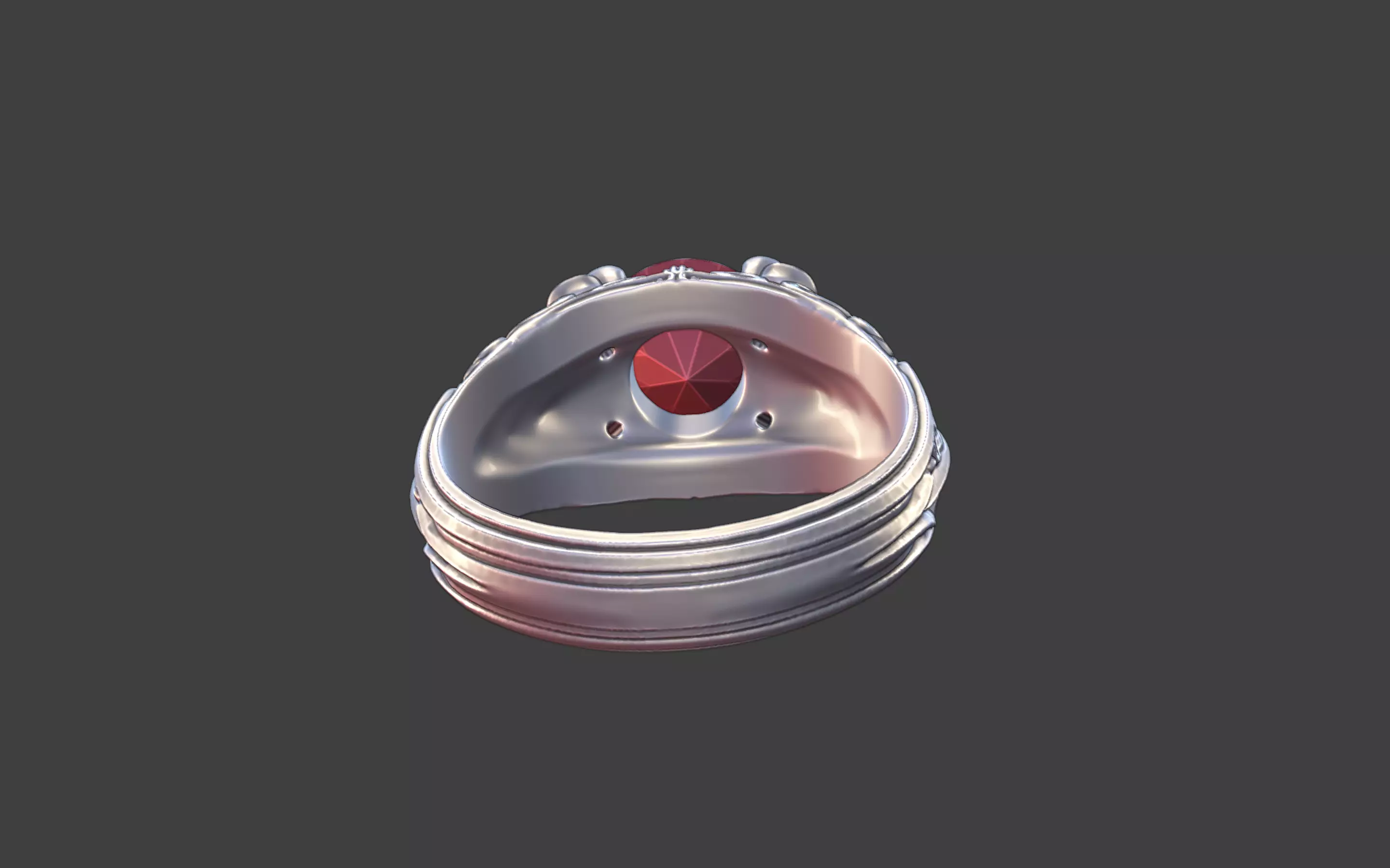 vintage gothic scrollwork skull ring 3D print model_11