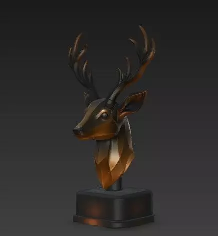 Stylized Fantasy Reindeer Bust  Metallic  3D print model_4