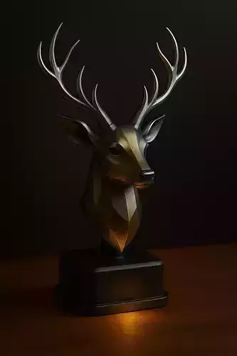 Stylized Fantasy Reindeer Bust  Metallic  3D print model
