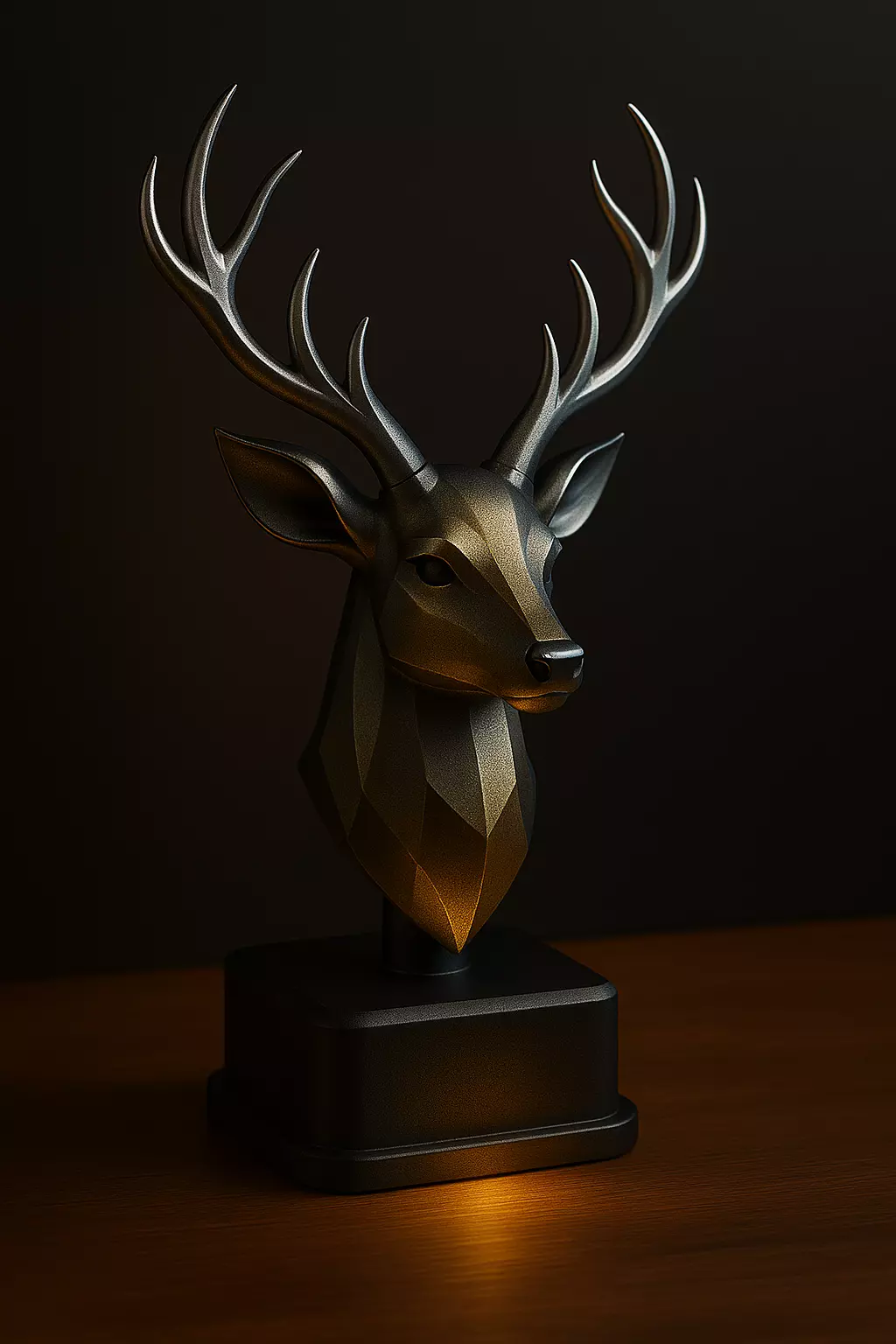 Stylized Fantasy Reindeer Bust  Metallic  3D print model_0