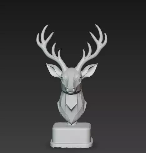 Stylized Fantasy Reindeer Bust  Metallic  3D print model_1