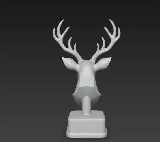 Stylized Fantasy Reindeer Bust  Metallic  3D print model_3