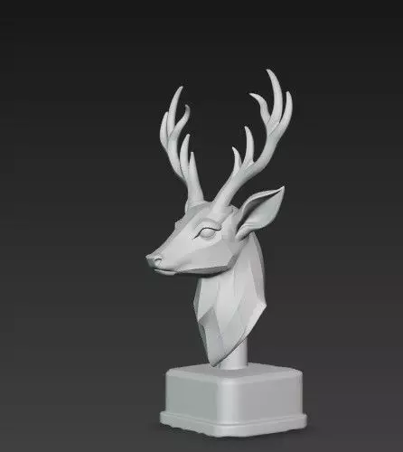 Stylized Fantasy Reindeer Bust  Metallic  3D print model_2