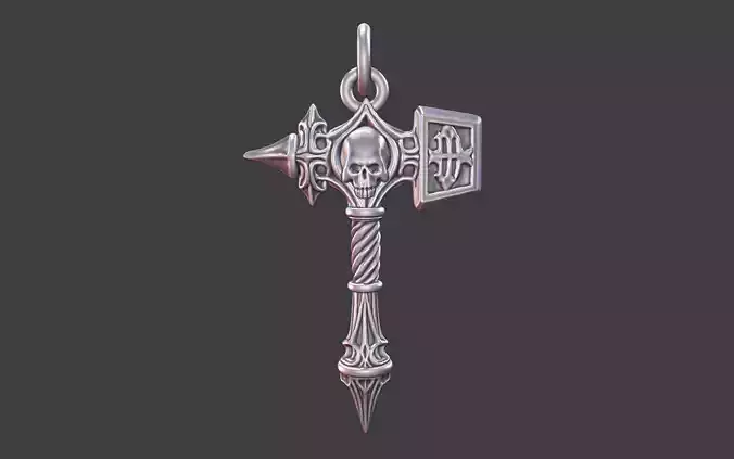 mjolnir silver warhammer skull talisman pendant