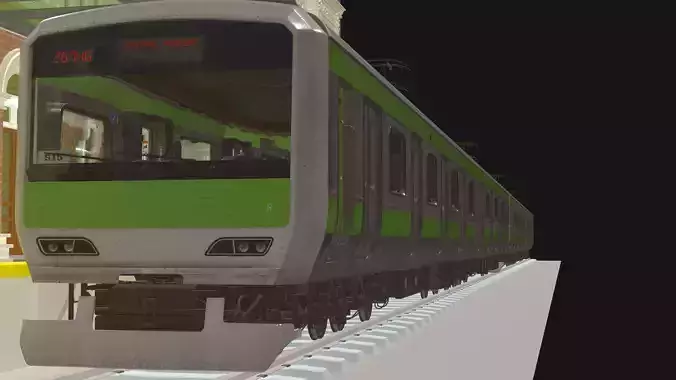 Vintage Station and Train 3D model 7