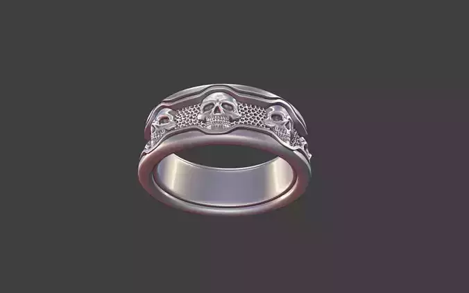 Hammered Skull Ring band