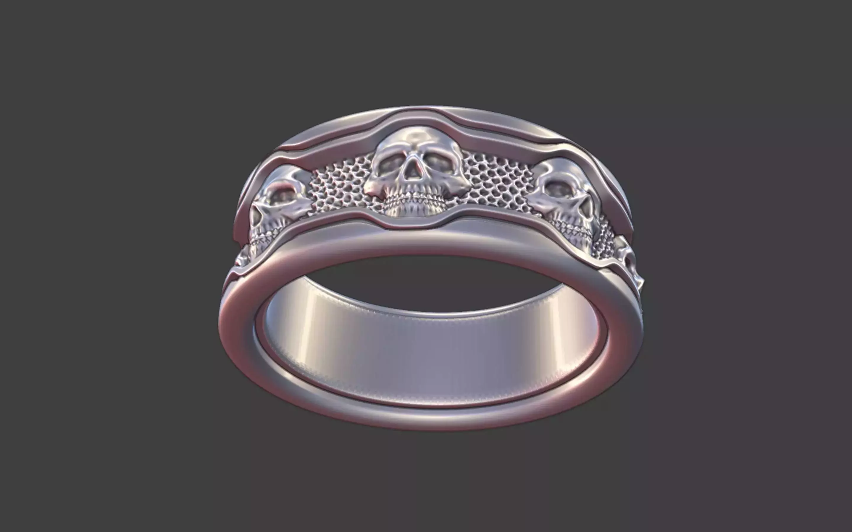 Hammered Skull Ring band 3D print model