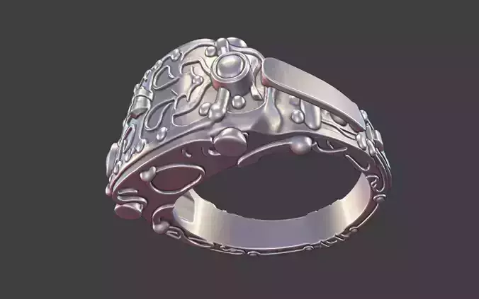 ornate masculine industrial style silver ring