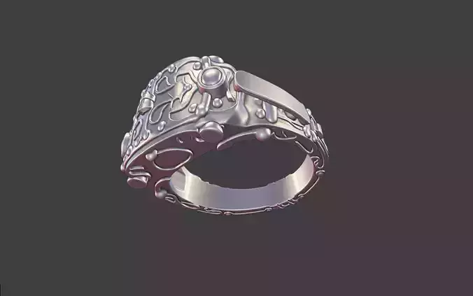 ornate masculine industrial style silver ring